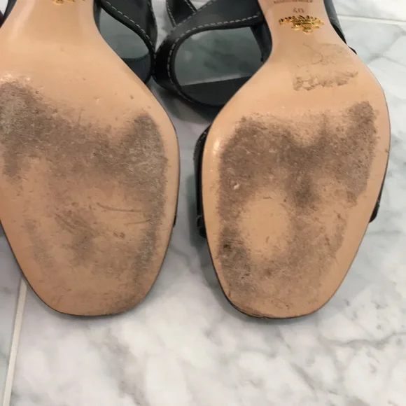 Prada Calzature Donna block heel, sling back sandals with dust bags